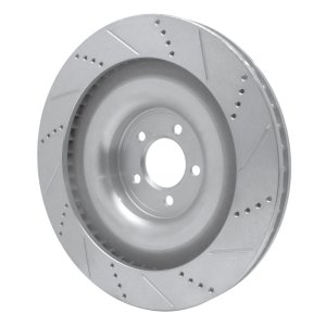 Jaguar XKR Brake Rotor (1) - Right Front - R1 Concepts - Drilled & Slotted - Silver - `08-`09